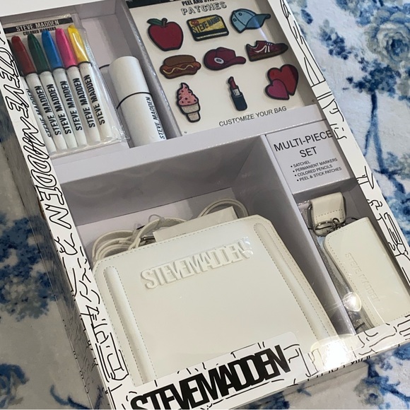 Steve Madden White Satchel Bag Set with Colorful Markers (All Over Tik Tok & IG) - Picture 2 of 7